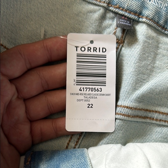 Torrid Blue Jean Shorts with Distressed Hem - Picture 2 of 5